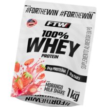 FTW 100% Whey Protein com Proteína Concentrada WPC, para Atletas com Alto Valor Biológico, Suplemento Pós-Treino Sem Glúten – Refil 1kg (Sabor Morango Milk Shake)