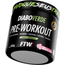 FTW Pré-Treino Diabo Verde em Pó com Cafeína, Aminoácidos Beta‑Alanina e Arginina para Treinos e Atividades Físicas – Pote 150g (Sabor: Algodão Doce)