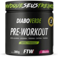 FTW Pré-Treino Diabo Verde em Pó com Cafeína, Aminoácidos Beta‑Alanina e Arginina para Treinos e Atividades Físicas – Pote 300 g (Sabor: Energético)