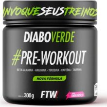 FTW Pré-Treino Diabo Verde em Pó com Cafeína, Aminoácidos Beta‑Alanina e Arginina para Treinos e Atividades Físicas – Pote 300 g (Sabor – Energético)