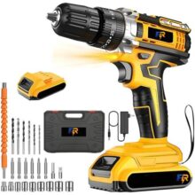 Furadeira e Parafusadeira 48V 1.3Ah Amarela, Torque 35Nm, Kit Doméstico com 1 Bateria, cessórios e Maleta, Perfeita para Reparos em Casa