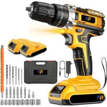 Furadeira e Parafusadeira 48V 1.3Ah Amarela, Torque 35Nm, Kit Doméstico Com 2 Baterias, Acessórios e Maleta, Ideal Para Projetos DIY e Reparos Domésticos