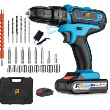 Furadeira e Parafusadeira 48V 1.3Ah Azul, Torque 35Nm, Kit Doméstico Com 1 Bateria, Acessórios e Ponta Dupla, Maleta Inclusa