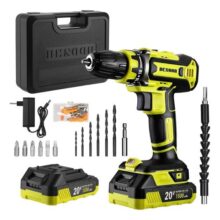 Furadeira E Parafusadeira De Impacto 20v Desoon Motor 100% Cobre Torque 42nm 2 Baterias De Lítio Recarregável Com Maleta… 127/220v Verde-claro