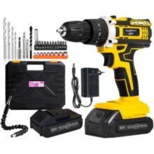 Furadeira e Parafusadeira de Impacto Sem Fio 21V com LED, 2 Baterias Recarregáveis Bivolt e 32 Acessórios – Maleta Completa para Uso Profissional e Doméstico