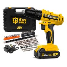 Furadeira E Parafusadeira De Impacto Sem Fio A Bateria 21v 3/8 Com Maleta E Acessorios Tb-21pzw The Black Tools