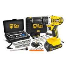 Furadeira Parafusadeira De Impacto 2 Baterias 21v 38 Tb-21pkx Com Jogo De Soquetes 40 Peças The Black Tools