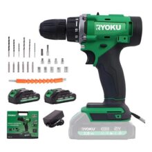 Furadeira Parafusadeira Elétrica 21v 2 Baterias Ryoku Verde 127/220v