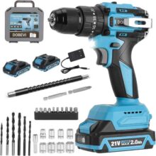 Furadeira Parafusadeira Impacto Brushless, 10mm | com LED, 1500 Rpm, 70N.m Torque, 20 Níveis, com 2 Baterias 2.0Ah, Uso Doméstico e Profissional