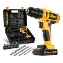 Furadeira Parafusadeira Sem Fio A Bateria Tb-12e 12v 38 10mm Com Maleta E Acessórios The Black Tools