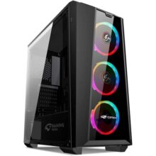 Gabinete C3Tech Preto MT-G800BK Gaming Mid Tower – Gabinete Compatível com Placas Mães Micro ATX/Full ATX/ITX/ATX 2USB 2.0 1 USB3.0 HD Áudio 3Fans LED RGB Lateral Acrílico ScrewLess