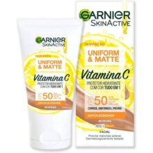 Garnier Protetor Solar Hidratante Efeito Matte FPS50 Uniform & Matte, Antioleosidade com Vitamina C, 40g, Cor Morena