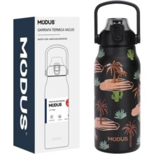 Garrafa Térmica de Aço Inox Dupla Parede 1,7 Litro Isolamento a Vácuo – Design com Estampa 3D em Relevo (Preto Coqueiro)