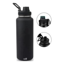 Garrafa Térmica Isolada A Vácuo Água Gelada Esporte E Café Preto Sólar, 1000ml