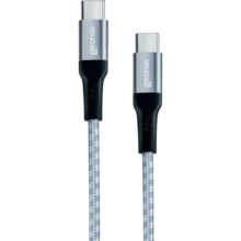 Geonav Cabo USB-C (tipo C) para USB-C (tipo C), 1,5 metros, nylon trançado, UCC04, Cinza/Branco