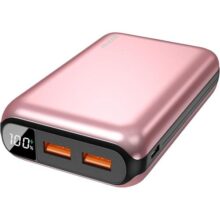 Geonav Power Bank, Carregador Portátil Universal 20.000mAh, USB-A (até 18W) + USB-C (até 20W), Compacto, Carregamento Rápido, Pass Through, Led Indicador de Bateria, PB20K20WRG, Rosa
