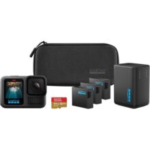 GoPro HERO13 Black Power Bundle – Kit com Câmera de ação à prova d’água 10m, 5.3K60, 27MP, HyperSmooth 6.0, GPS, Wi-Fi 6 e Acessórios Extras, Carregador duplo com Baterias Enduro, Cartão de 64GB