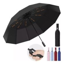 Guarda Chuva Abre E Fecha Automático Reforçado Contra Vento Cor Preto Liso