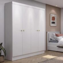 Guarda-roupa 4 Portas Renzo Casal 5 Nichos Quarto Cor Branco