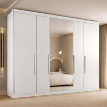 Guarda Roupa Casal 100% Mdf Madesa Royale 3 Portas Correr B Cor Branco 106309
