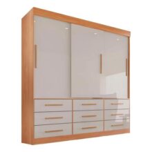 Guarda Roupa Casal 3 Portas 9 Gavetas Luana Sallêto Móveis Cinamomo/off-white