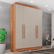 Guarda-roupa Casal 4 Portas 2 Gavetas França Cinamomo/Off-White