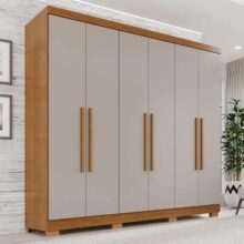 Guarda-roupa Casal 6 Portas 2 Gavetas França Wt Espresso Móveis Cinamomo/off-white