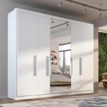 Guarda Roupa Casal 6 Portas 2 Gavetas Porto Branco Móveis Carraro