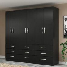 Guarda Roupa Casal 6 Portas 9 Gavetas Bergamo Evidência Cor Preto