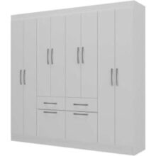Guarda-roupa Casal 8 Portas 2 Gavetas 2 Basculante Rubi Yescasa Branco