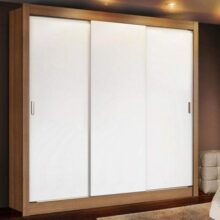 Guarda Roupa Casal Madesa Mônaco 3 Portas de Correr – Rustic/Branco