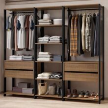 Guarda-roupa Closet Modulado Valencia 4 Gavetas 199cm Rustic/Preto Madesa 02