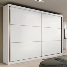 Guarda-roupa Móveis Lopas Toronto Plus cor branco de mdf com 2 portas corrediças