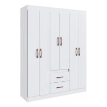 Guarda Roupa Solteiro 6 Portas 2 Gavetas Sidney Doripel Cor Branco