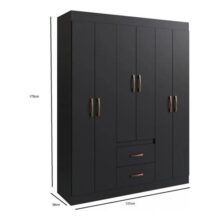 Guarda Roupa Solteiro 6 Portas 2 Gavetas Sidney Doripel Cor Preto