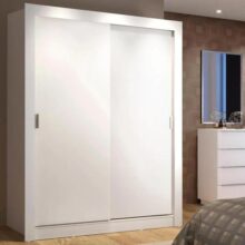 Guarda Roupa Solteiro Denver Madesa 2 Portas Correr Branco 109409