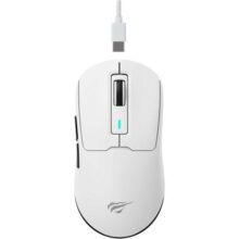 Havit Mouse Gamer Tri-Mode MS969SE White, Sem Fio e Com Fio, USB, Bluetooth, Wireless 2.4GHz, RGB, 6 Botões, 800-1600-2400-3200-6500-8000 DPI, Branco