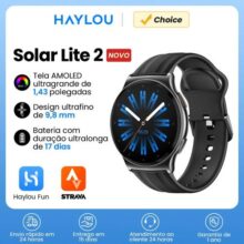 HAYLOU Solar Lite 2 Smartwatch 1.43 ”AMOLED Display 24h Monitoramento de Saúde Mais de 150 Modos Esportivos Chamadas d