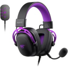 Headset Gamer Havit Gamenote H2002C + U Adaptador USB 7.1, P3, Adaptador P2 para PC, Microfone Destacável, Preto/Roxo