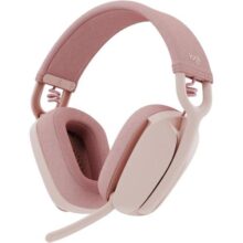 Headset Sem Fio Logitech Zone Vibe 100 Com Microfone Flip- to-Mute Com Cancelamento de Ruído, Conexão Bluetooth, Até 20h de Bateria, Design Leve e Confortável – Rosa