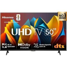 Hisense Smart TV UHD 4K DLED 50″ Polegadas 50A6K com HDR10+ Dolby Vision Game Mode Controle por Voz Alexa Built-In AirPlay
