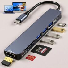 Hub USB-C 3.0 Extensor Adaptador 7 em 1 – HDMI 4K USB 3.0 USB 2.0 USB-C PD 100W Leitor de Cartão SDTF Premium