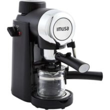 IMUSA Máquina de café expresso e cappuccino, 4 xícaras, preta, 800 watts