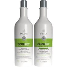 Inoar, Kit CicatriFios Plástica Capilar – Shampoo e Condicionador 2x1L, Redução de Frizz, Brilho Intenso, Hidratação Profunda, Proteção Térmica e Volume Controlado
