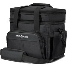 INSMEER Bolsa Termica Grande -Lancheira De 20 Litros – À Prova De Vazamentos – Alça De Ombro – Feminino/Homem – Projetadopara Trabalho, Escola, Uso Externo. (Preto)
