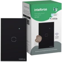 Interruptor Touch Inteligente Compatível com Alexa Com 1 Tecla Compatível com Alexa EWS 1001 Preto Intelbras