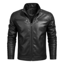 Jaqueta De Couro Masculina Slim Forrada Sem Capuz, Tamanhos P, GG e XGG
