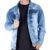 Jaqueta Jeans Masculina Modelo Clássico Disponível em Azul Claro e Preto Estilo Casual Premium (BR Alfa P Regular Regu