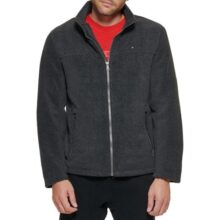 Jaqueta masculina clássica de lã polar da Tommy Hilfiger (tamanho P) Charcoal Small