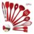 Jogo 10 Utensílios Silicone Vermelho Colher Concha Pegador Vermelho